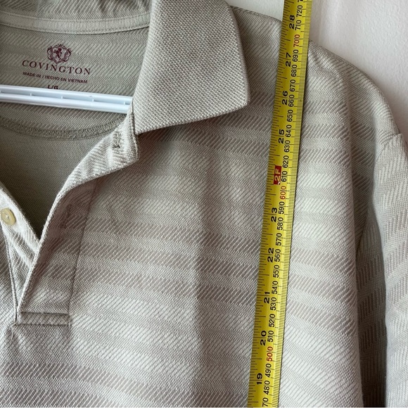 Men's Covington Beige short sleeve collared Polo Shirt neutral size large - Picture 6 of 12
